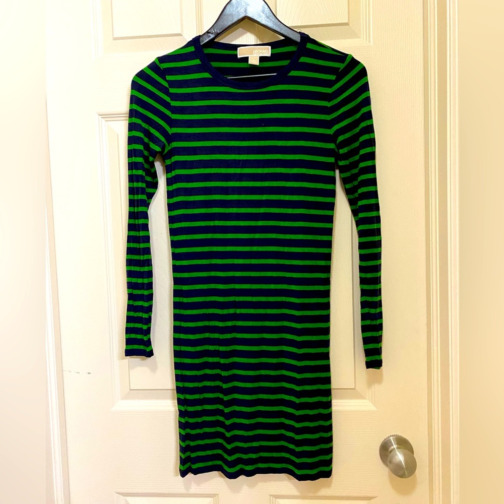 Michael Kors Striped Long Sleeve T-Shirt Dress XS